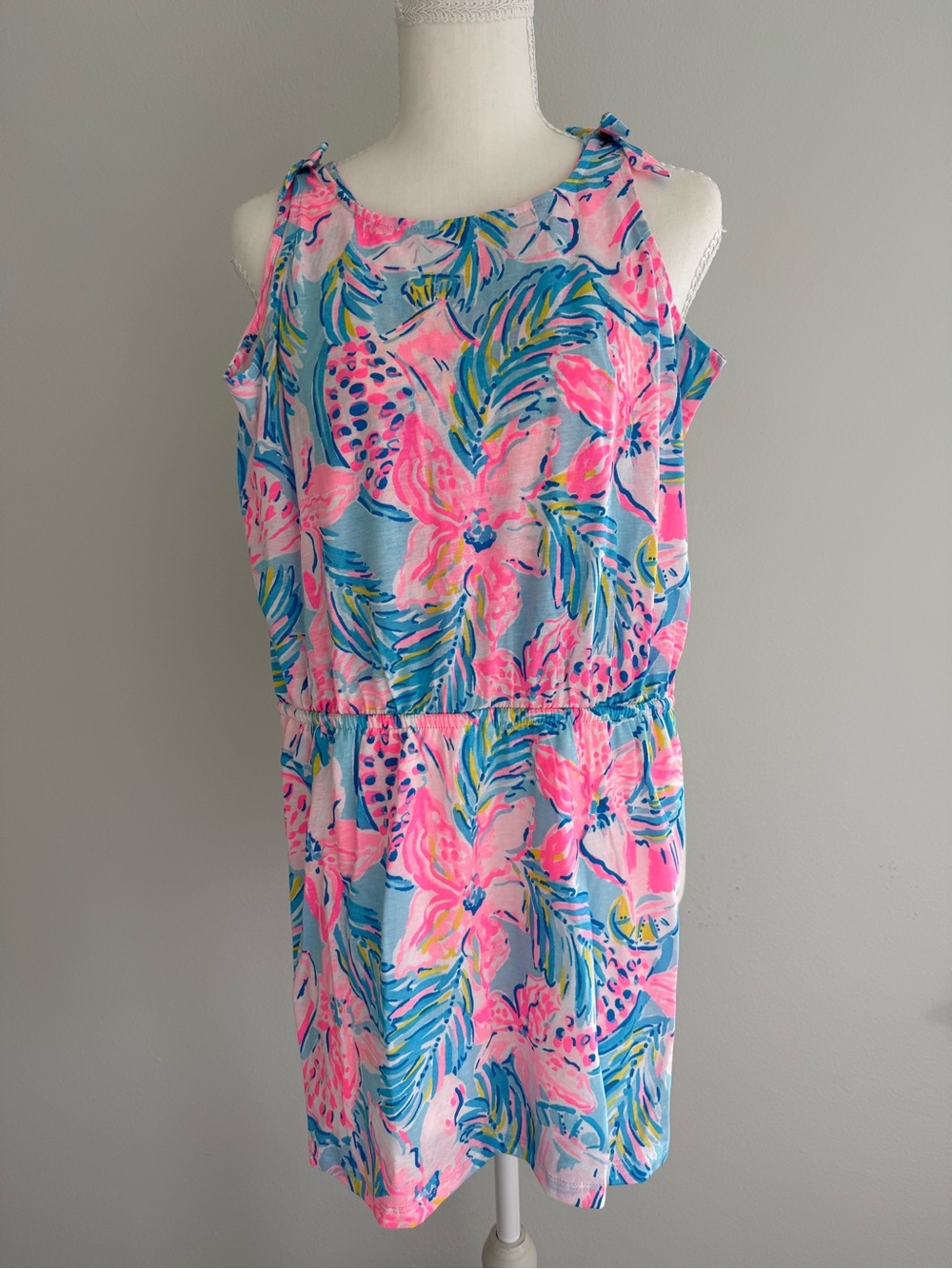 Lilly Pulitzer Girls' Sundari One-Piece Romper, Blue Ibiza Gimme the Juice, XL